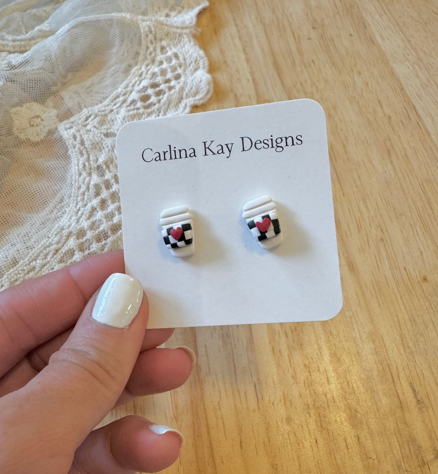 Mini Valentine’s Day Latte stud earrings