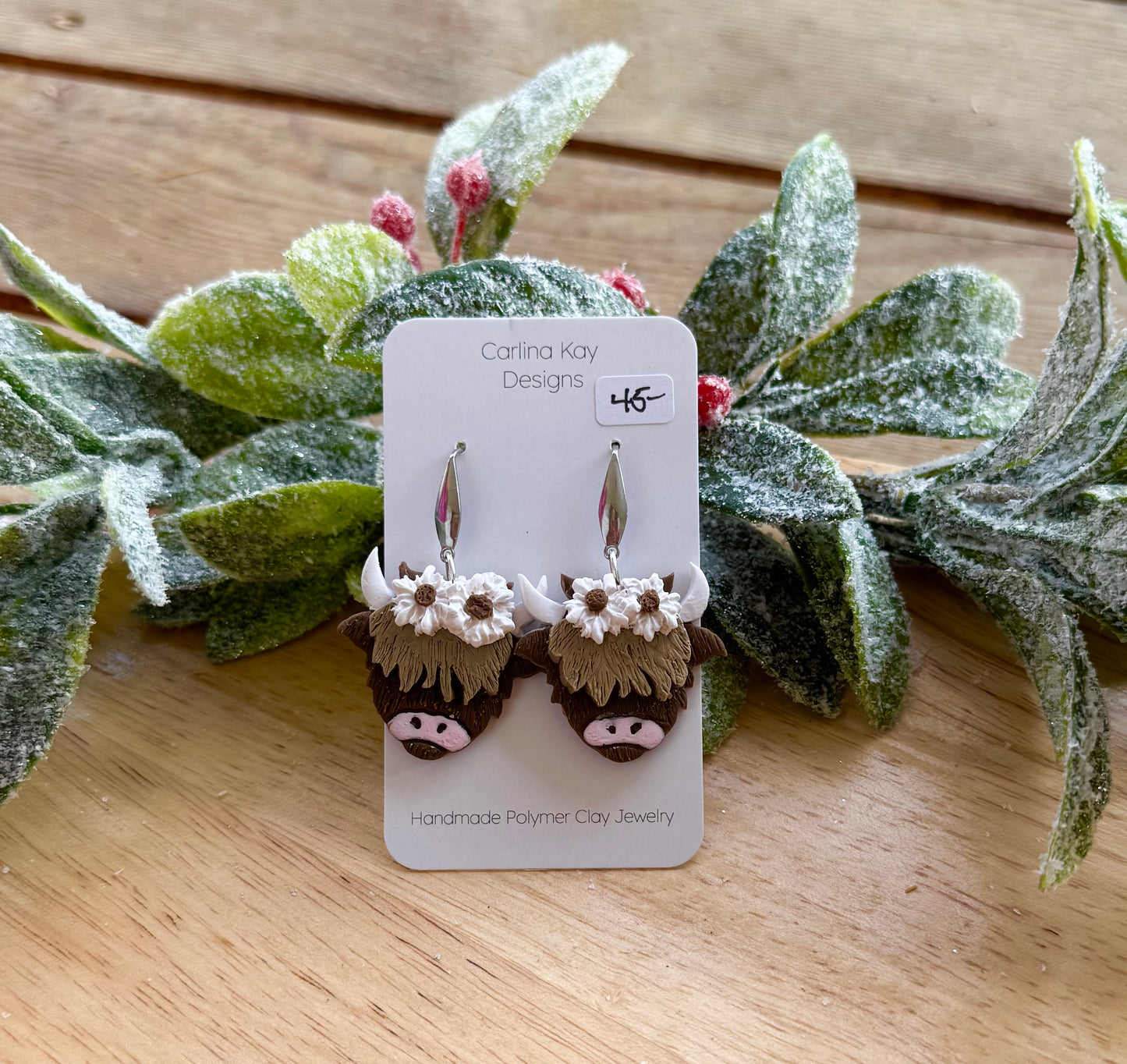 Brown highland Cow earrings