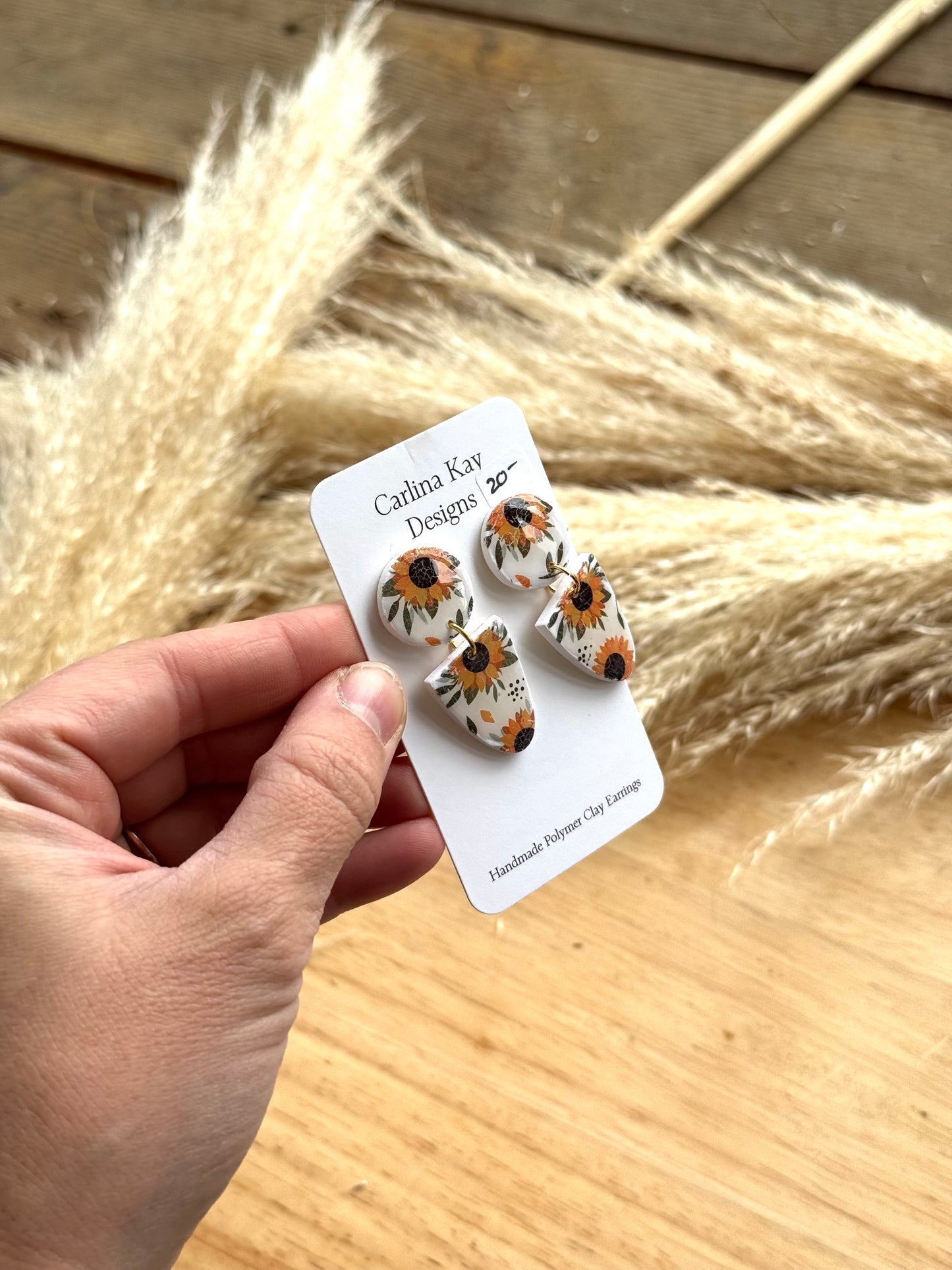 Large sunflower print dangles