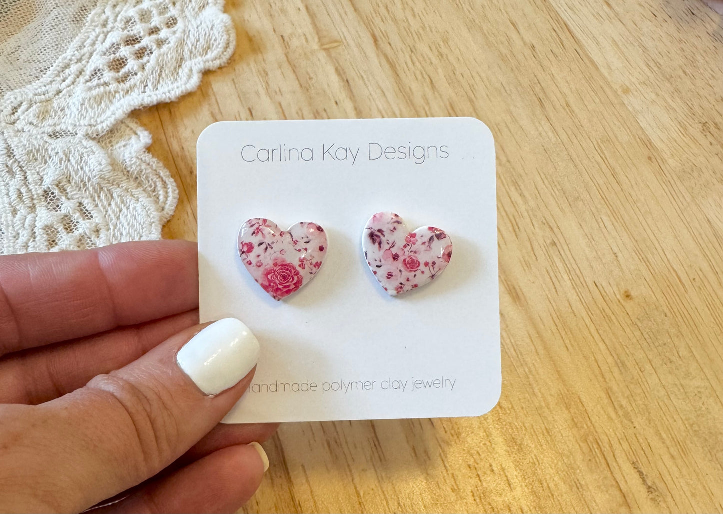 Medium floral heart studs