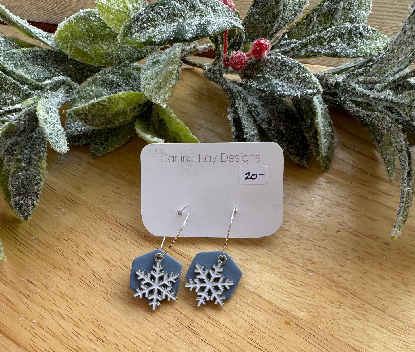 Snowflake charm hoop earrings