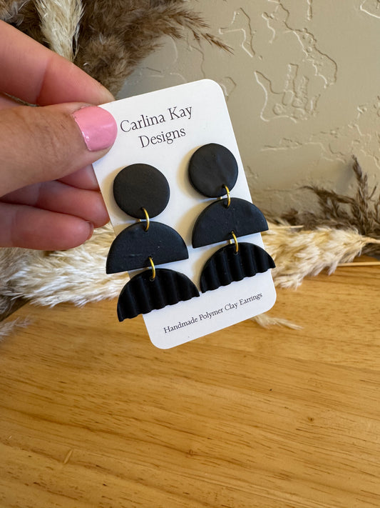 Black Boho half circle earrings