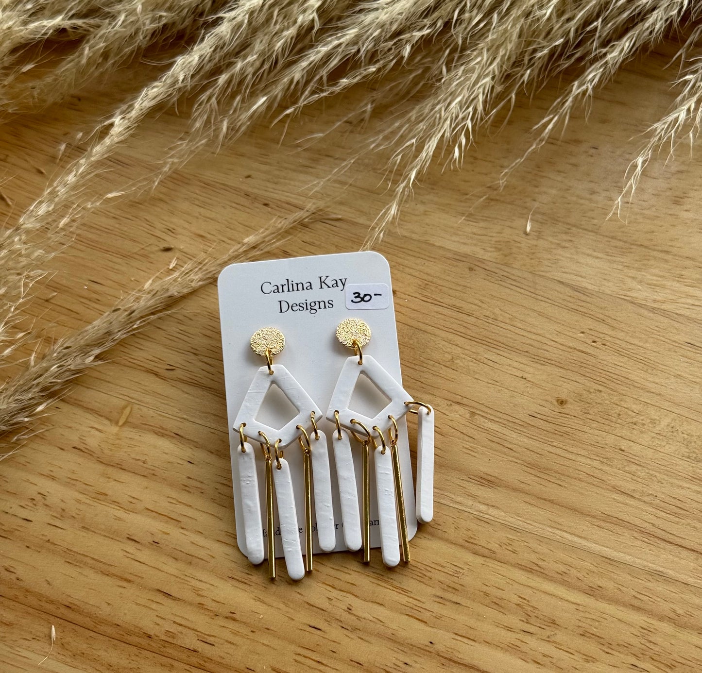 Gold bar and clay dangle Earrings in many colors