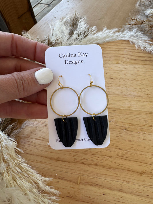 Black textured brass ring dangles