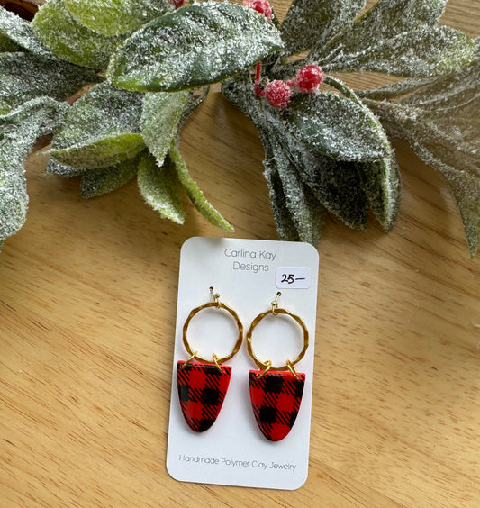 Red Buffalo Plaid dangles