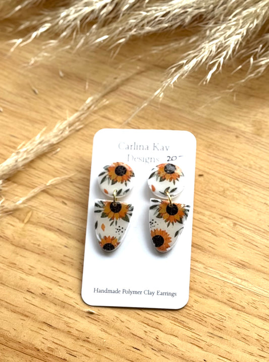 Large sunflower print dangles