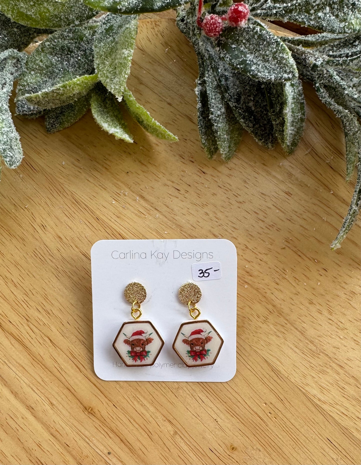 Highland Cow Christmas earrings