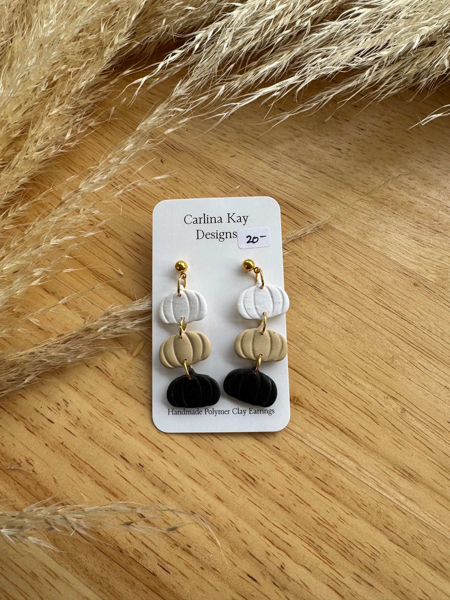Neutral stacked pumpkin dangles