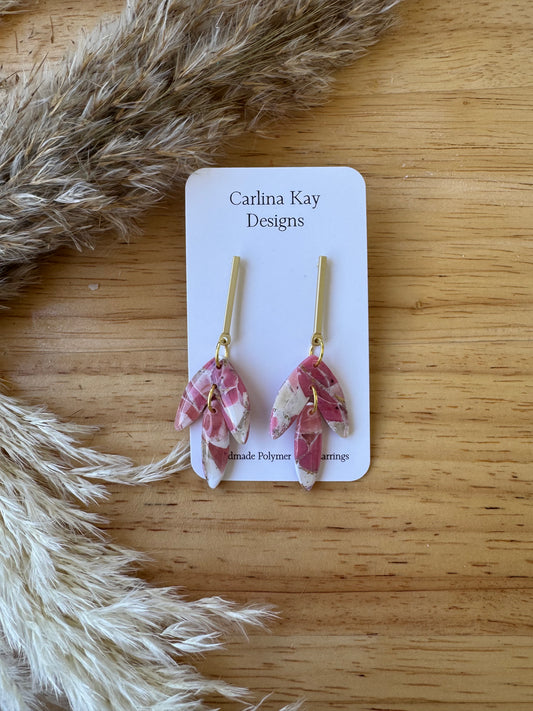 Pink marbled XL gold post