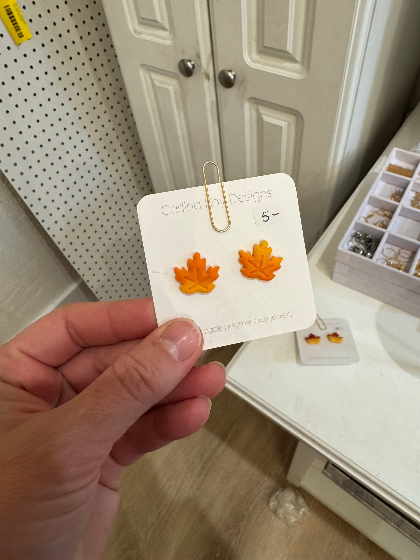 Fall ombre leaf stud earrings
