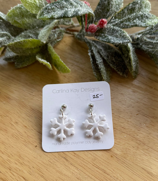 Snowflake earrings with silver post