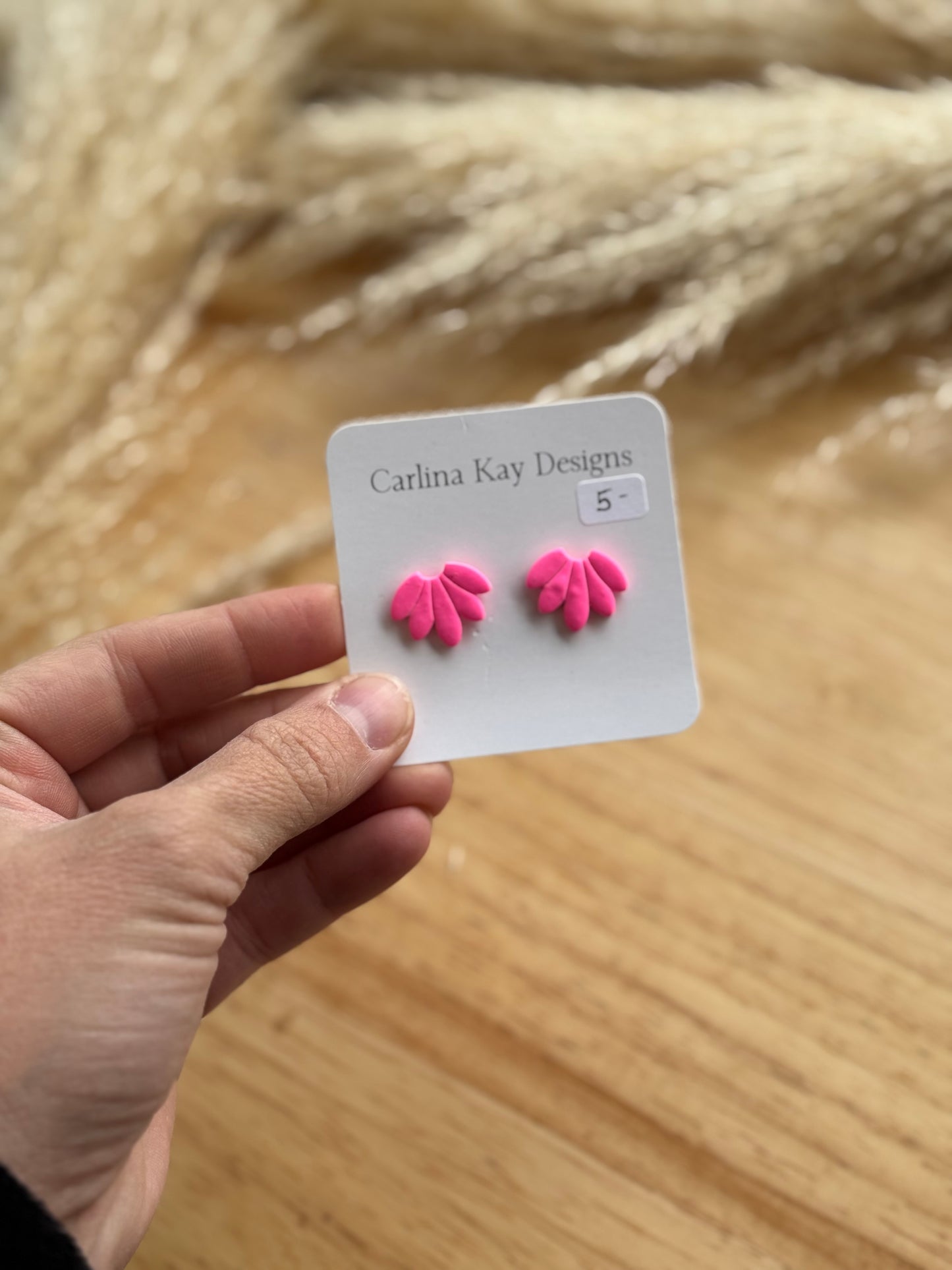 Hot pink fan stud Earrings
