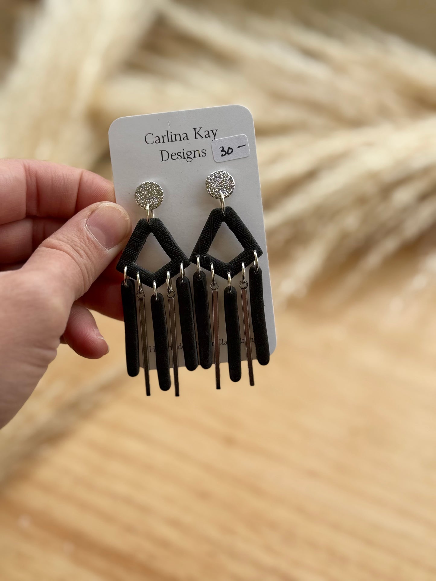 Gold bar and clay dangle Earrings in many colors