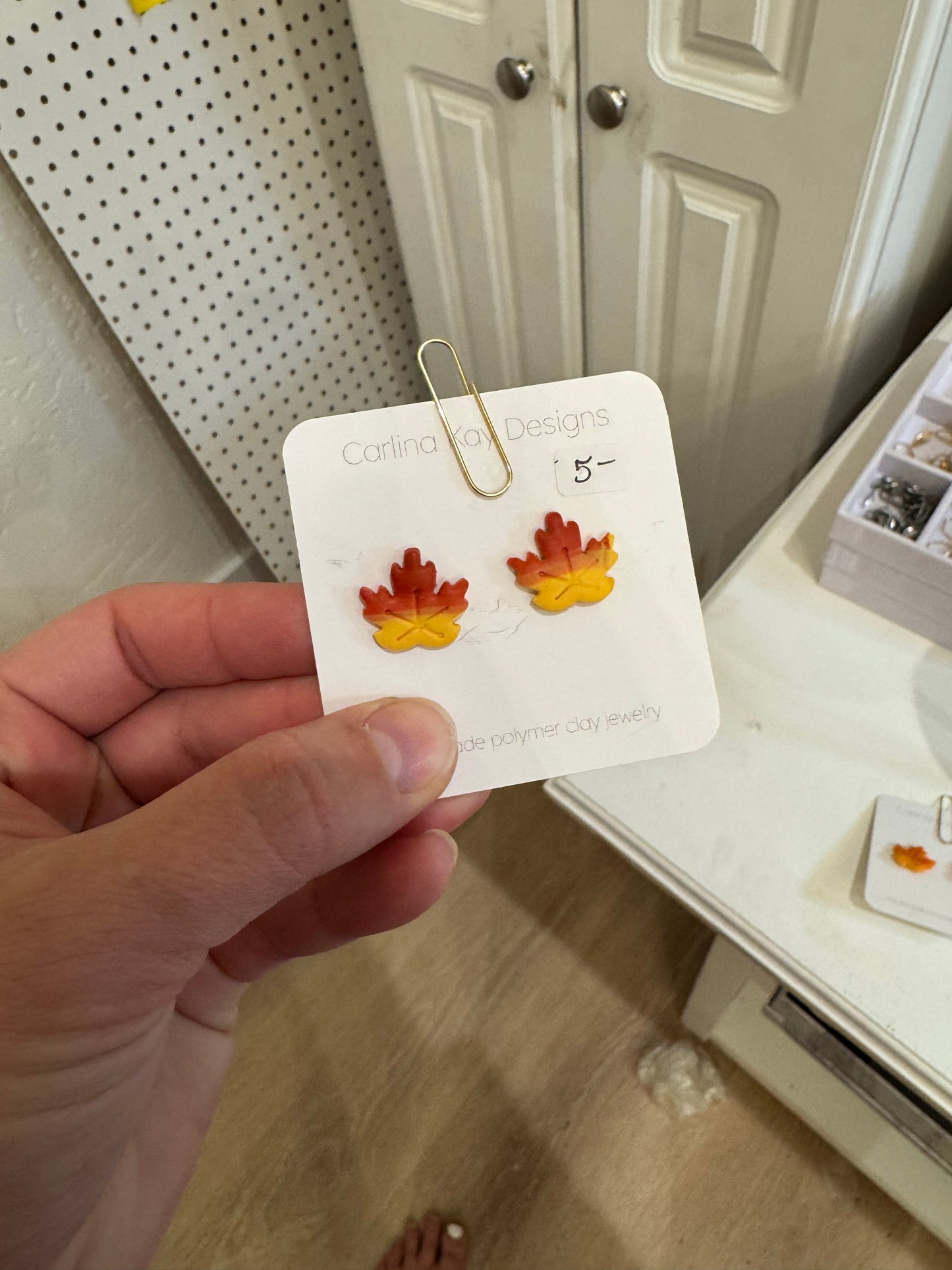 Fall ombre leaf stud earrings