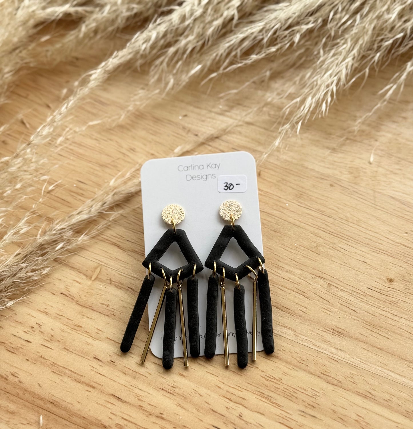 Gold bar and clay dangle Earrings in many colors