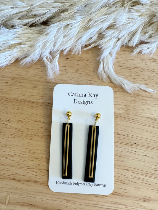 Black and Gold skinny Earrings