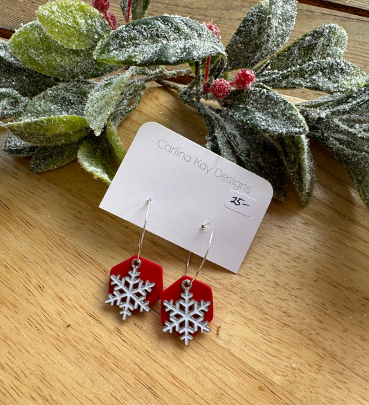 Snowflake charm hoop earrings