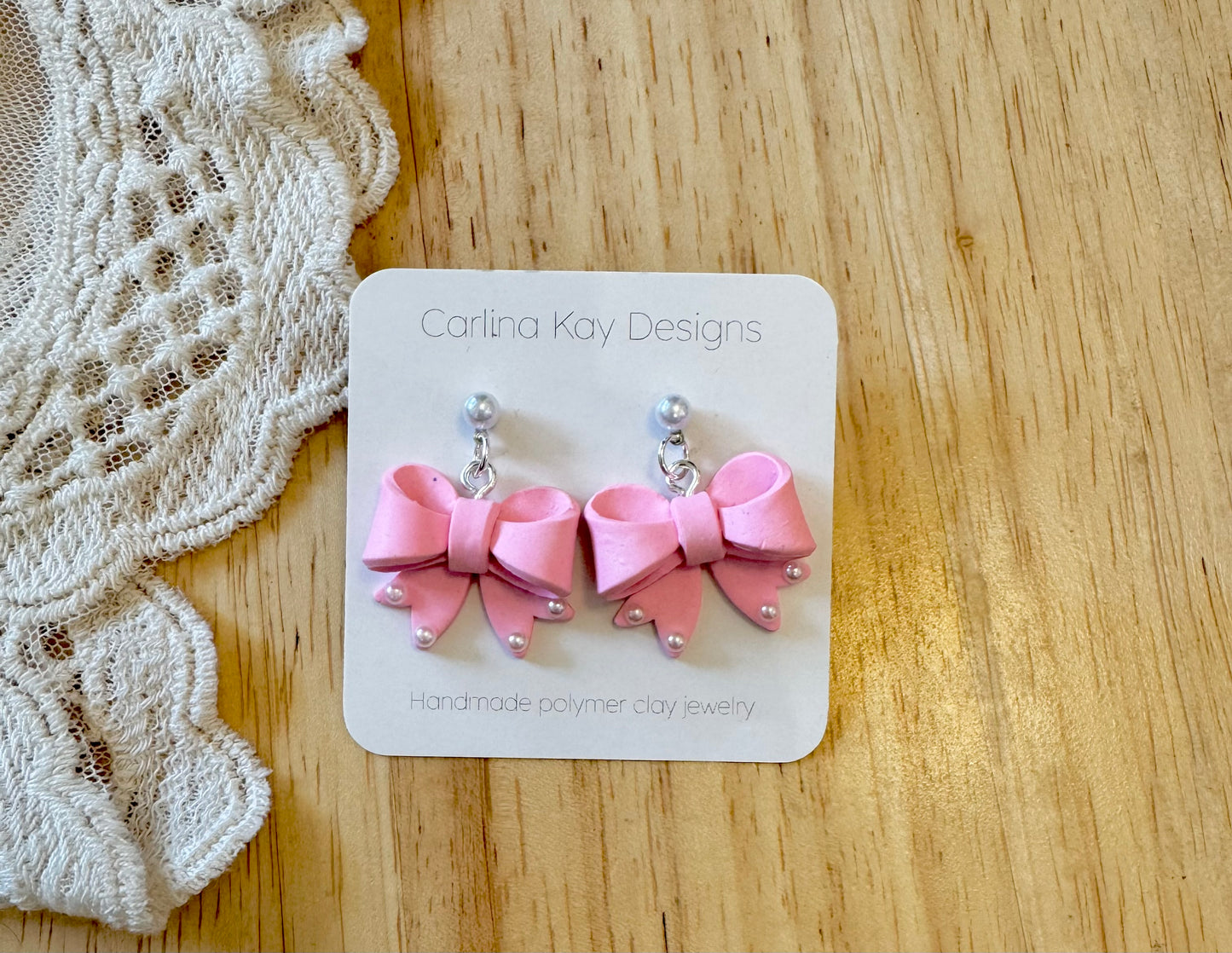 Hot pink bow earrings
