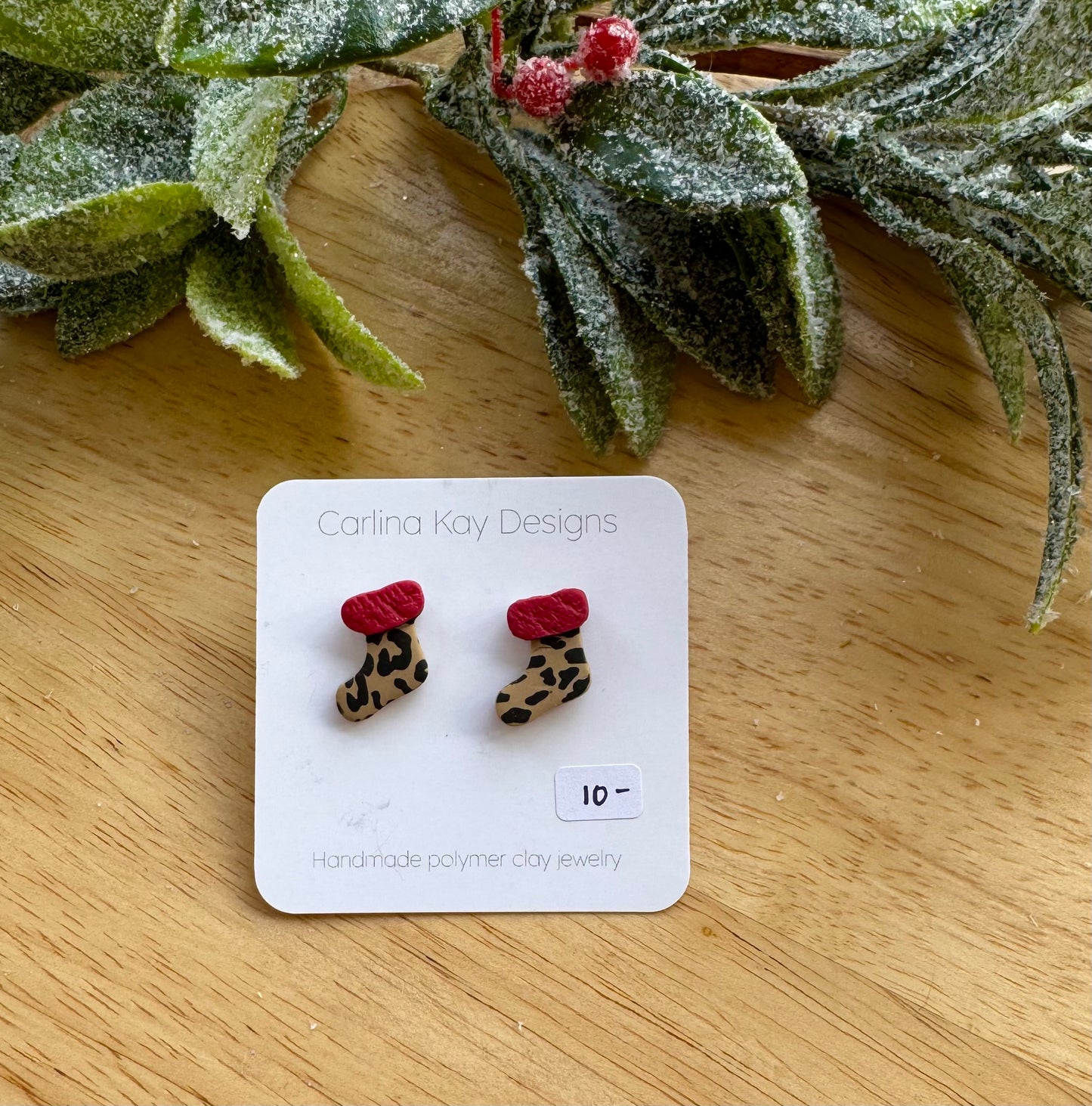 Leopard print stocking earrings