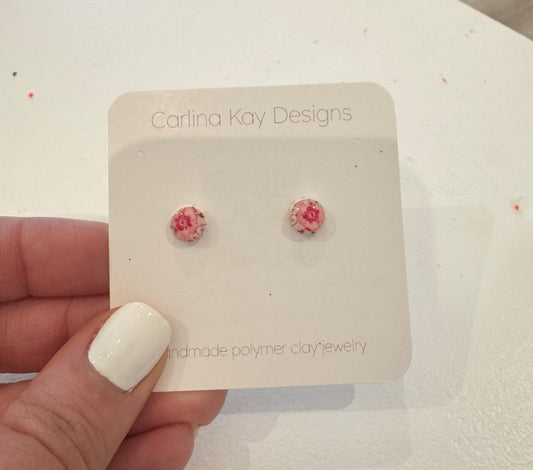 Mini Valentine’s Day floral print stud earrings