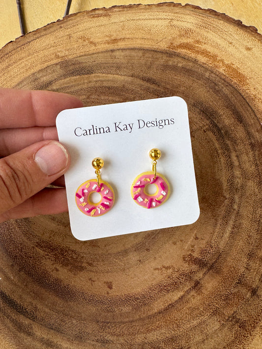 Pink donut earrings
